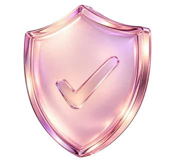 Roze glazen schild met vinkje